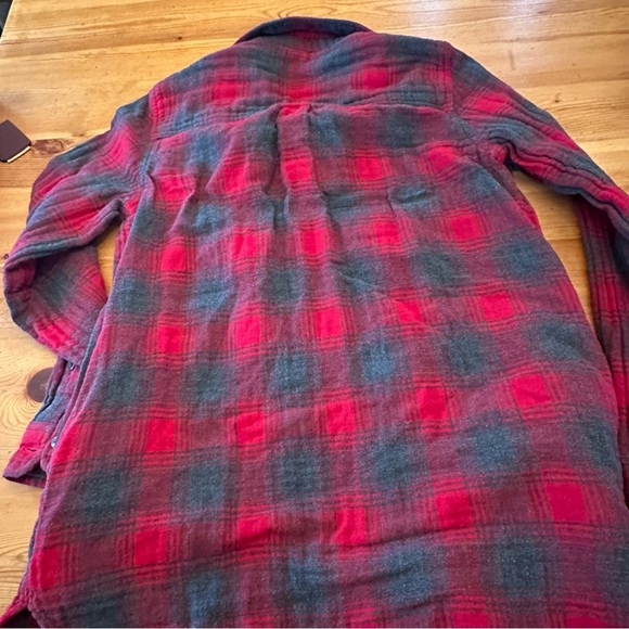 Madewell red gray flannel button down with pockets women XS Cotton - Picture 6 of 12